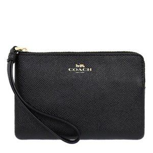 Coach Women's Black Corner Zip Wristlet